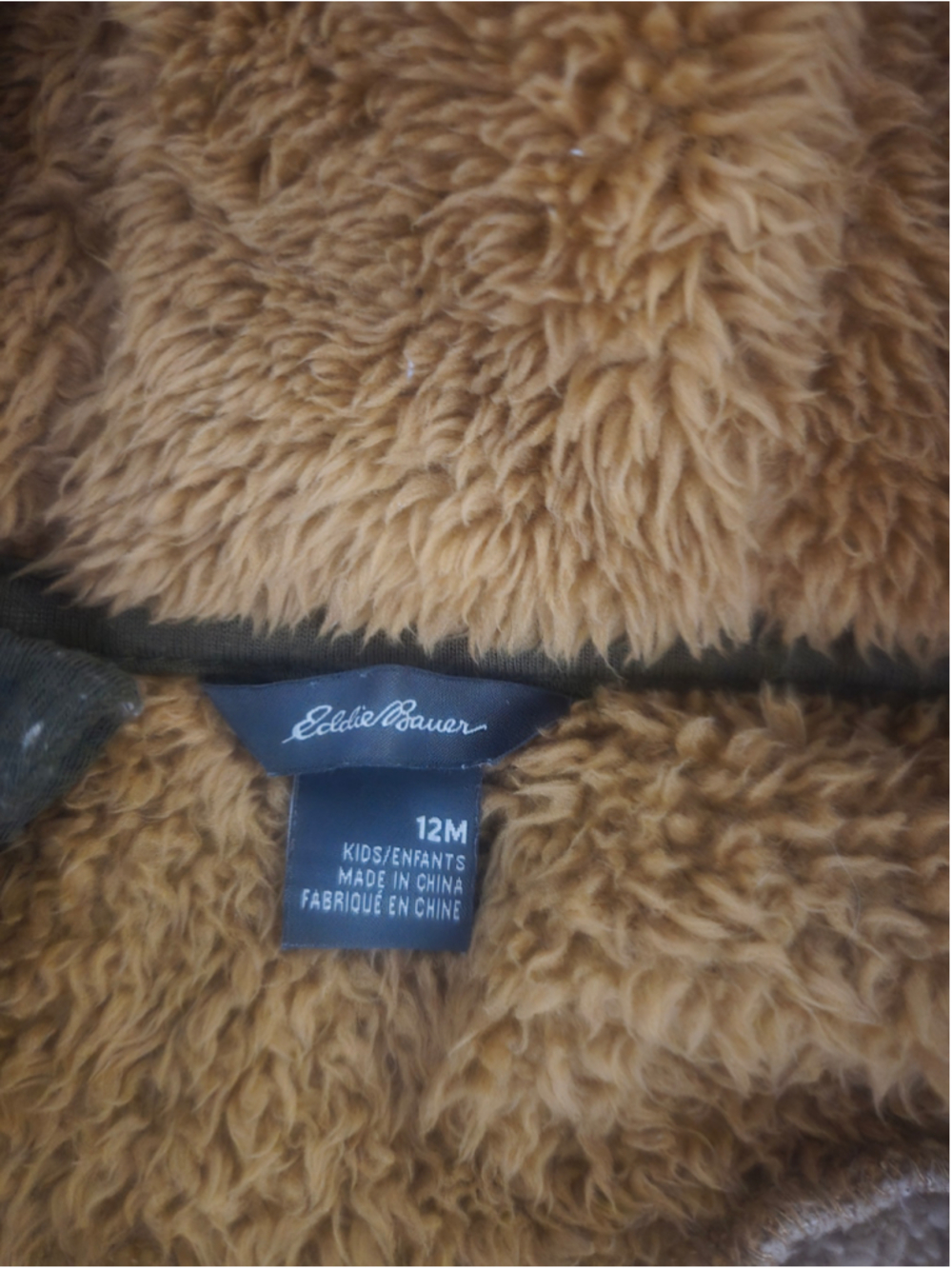 Eddie Bauer Baby Sherpa Fleece Jacket 12 Months Beige Brown - Picture 3 of 4